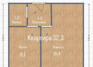 Продам 1-комнатную квартиру, 32.3 м2, Красноярский край, Свердловская улица, 9