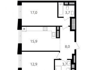 2-ком. квартира на продажу, 61.2 м2, Москва