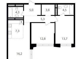 Продажа 2-комнатной квартиры, 72.9 м2, Москва