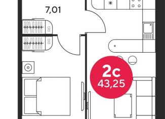 Продам 1-ком. квартиру, 43.3 м2, Ростов-на-Дону, Советский район