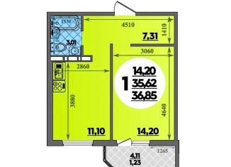 Продажа однокомнатной квартиры, 36.9 м2, Ростов-на-Дону, улица Юрия Дубинина, 15