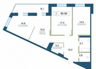 Продаю 3-ком. квартиру, 90.9 м2, Красноярский край, улица Профсоюзов, 1