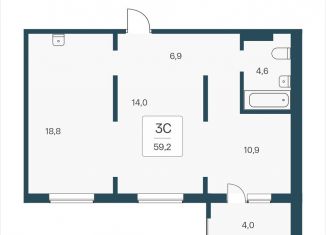 Продается трехкомнатная квартира, 59.2 м2, посёлок Озёрный, Кедровая улица, 80/3