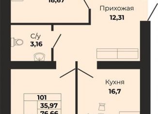 2-комнатная квартира на продажу, 76.7 м2, Калининградская область, Борисовский бульвар