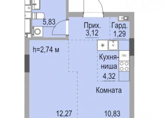 Квартира на продажу студия, 38.7 м2, Ижевск, улица Лихвинцева, 17, ЖК Республика