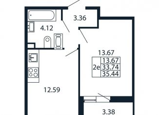 Продажа однокомнатной квартиры, 37.1 м2, Санкт-Петербург, муниципальный округ Юнтолово, Арцеуловская аллея, 9