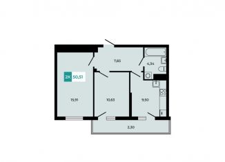 Продается 2-ком. квартира, 50.5 м2, поселок Темерницкий, ЖК Темерницкий, Ростовский бульвар, 2