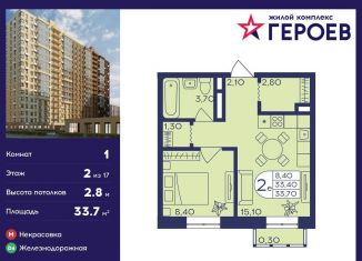 Продажа 1-ком. квартиры, 33.7 м2, Балашиха