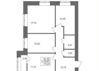 Продаю 3-ком. квартиру, 73.2 м2, Волгоград, Смольная улица, 27А