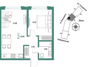 Продам 2-комнатную квартиру, 42.8 м2, Новосибирск, метро Площадь Гарина-Михайловского