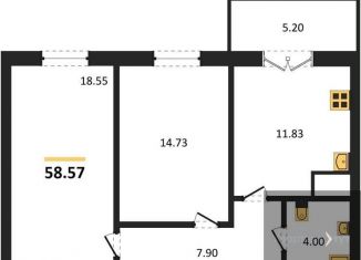 Продажа 2-комнатной квартиры, 58.6 м2, Воронеж, Левобережный район, Цимлянская улица, 10В