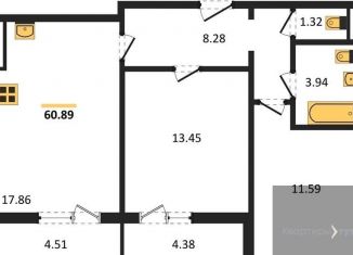 Продам 2-ком. квартиру, 60.9 м2, Воронежская область