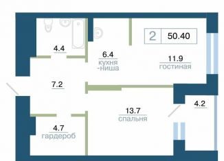 Продаю 2-комнатную квартиру, 50.4 м2, Красноярск, Железнодорожный район, улица Профсоюзов, 1