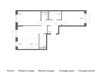 Продается двухкомнатная квартира, 63 м2, Москва, жилой комплекс Квартал Домашний, 2, ЮВАО