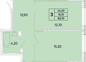 Продам трехкомнатную квартиру, 80.7 м2, Ростов-на-Дону, Пролетарский район, проспект 40-летия Победы, 113/1