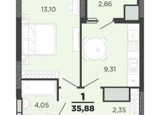 Продается 1-комнатная квартира, 35.9 м2, Рязань, улица Островского, 122к1