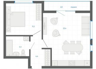 Продается 1-комнатная квартира, 45.7 м2, Екатеринбург, метро Чкаловская, улица Академика Парина, 12/6