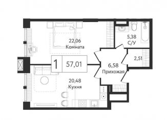 Однокомнатная квартира на продажу, 58.1 м2, Москва, ЖК Дрим Тауэрс, проспект Андропова, 9/1