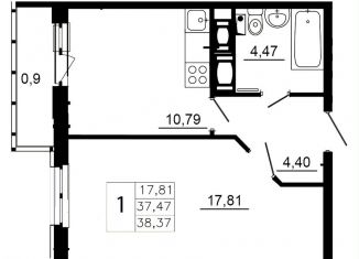 1-комнатная квартира на продажу, 37.5 м2, Ленинградская область, Заводская улица, 18к2