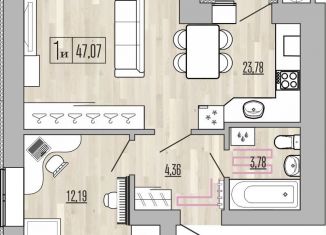 Продается 1-ком. квартира, 47.1 м2, Рязанская область