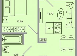 Продам 1-ком. квартиру, 33 м2, Ленинградская область