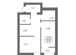 Продаю 2-ком. квартиру, 51.9 м2, Волгоградская область, Смольная улица, 27А