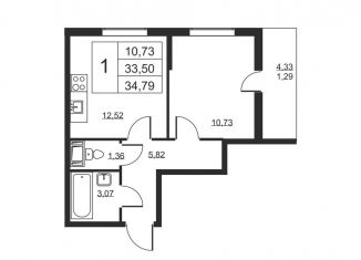 Продается 1-комнатная квартира, 34.8 м2, Ленинградская область