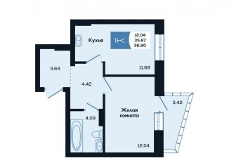 Продается 1-комнатная квартира, 36.9 м2, Новосибирск, улица Титова, 48, метро Студенческая