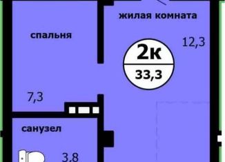 Продам 2-комнатную квартиру, 34 м2, Красноярск, Ленинский район, Вишнёвая улица