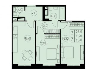 Продается 2-комнатная квартира, 61.7 м2, Пушкино, ЖК 31 квартал