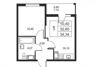 Продается 1-комнатная квартира, 34.3 м2, Ленинградская область