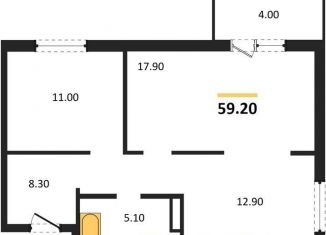 Продается двухкомнатная квартира, 59.2 м2, Новосибирская область, Кедровая улица, 80/3