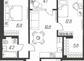 2-комнатная квартира на продажу, 70.5 м2, Тула, Центральный территориальный округ, улица Михеева, 9А