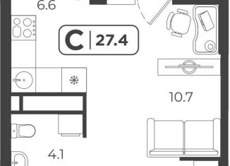 Продается квартира студия, 27.4 м2, Тюмень, Центральный округ, Харьковская улица