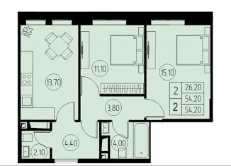 Продаю 2-ком. квартиру, 54.2 м2, Пушкино