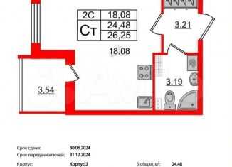 Продам квартиру студию, 25 м2, Санкт-Петербург, метро Звёздная, Пулковское шоссе, 99к6