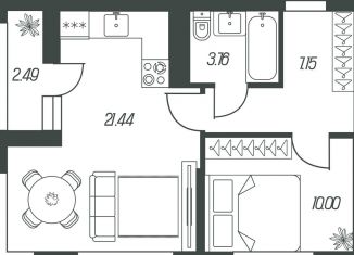 Продажа 1-ком. квартиры, 44.8 м2, Тульская область