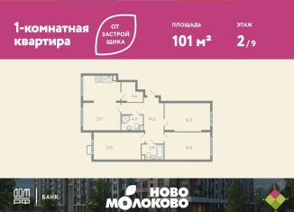 3-ком. квартира на продажу, 101 м2, Московская область, жилой комплекс Ново-Молоково, 13