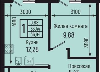 Продажа 1-ком. квартиры, 36.9 м2, село Небуг