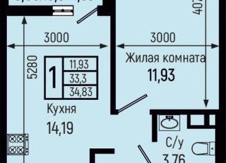 1-комнатная квартира на продажу, 34.8 м2, Краснодарский край