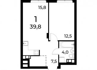 Продам 1-ком. квартиру, 39.7 м2, Нижний Новгород, метро Буревестник