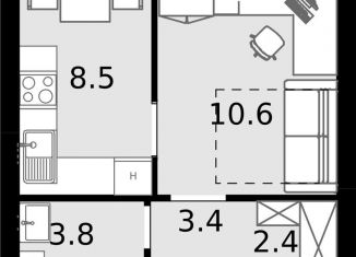 1-комнатная квартира на продажу, 28.7 м2, Москва, Отрадная улица, 4А