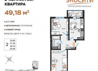 Продажа 2-ком. квартиры, 49.2 м2, Ульяновск, жилой комплекс ЭкоСити, 11