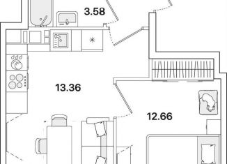 Продаю 1-ком. квартиру, 33.2 м2, Санкт-Петербург, муниципальный округ Полюстрово