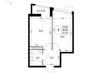 Продаю 1-комнатную квартиру, 37.1 м2, дачный посёлок Красково