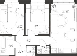 Продается 2-комнатная квартира, 58.7 м2, Тула, Привокзальный территориальный округ