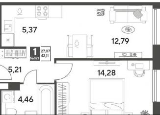 Продается 1-ком. квартира, 42.1 м2, Московская область