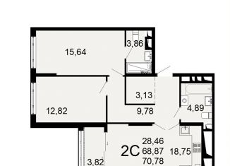 2-ком. квартира на продажу, 70.8 м2, Рязань, Льговская улица, 8, Октябрьский район