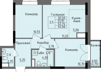 Продам 2-ком. квартиру, 52.7 м2, Удмуртия, улица Луначарского