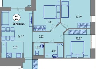 Продается четырехкомнатная квартира, 75.9 м2, Карелия